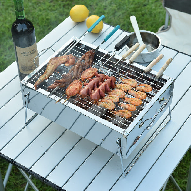 Grill Anywhere with Our Portable Stainless Steel Charcoal Barbecue Grill